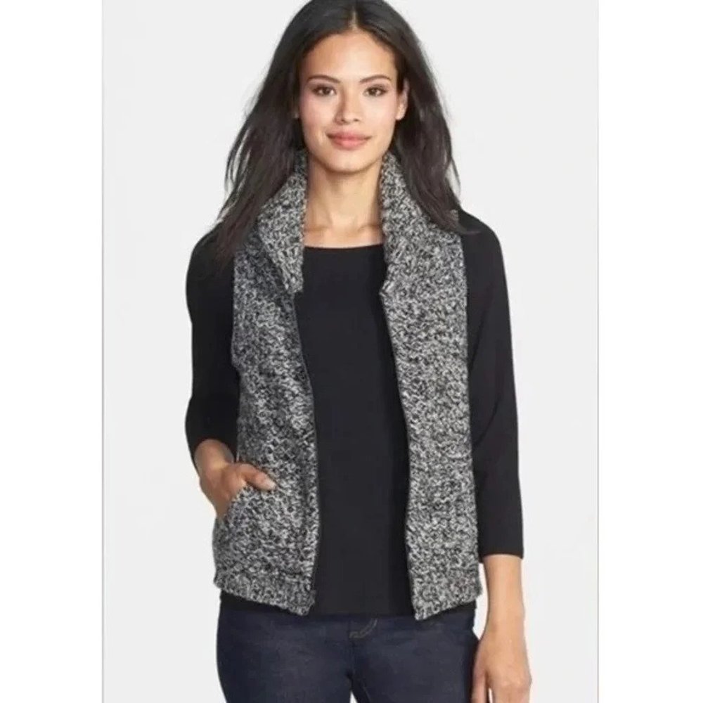 Eileen Fisher Yak Merino Wool Blend Knit Grey Sweater Vest Size Petite Medium